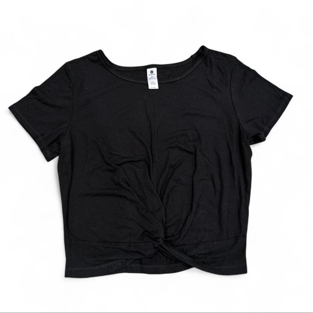Velocity Black Short Sleeve Knot Front Top